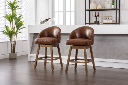 COOLMORE Bar Stools Set of 2 Counter Height Chairs with Footrest for Kitchen, Dining Room And 360 Degree Swivel