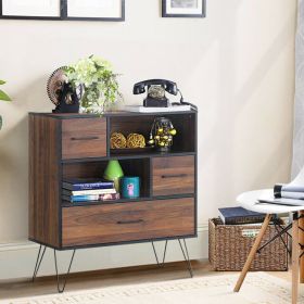 Multipurpose Sideboard Storage Cabinet with Metal Leg & Drawers