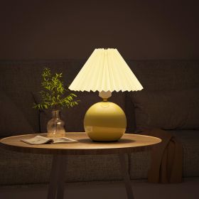 Pottery ceramics table lamp pleated lampshade bedside lamp ambient night light