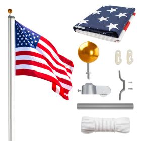 Flag Pole Kit for Outside House in Ground, 30FT Sectional Aluminum Extra Thick Flagpole, 5x3 US Flag, Heavy Duty Flag Poles Kit for Yard