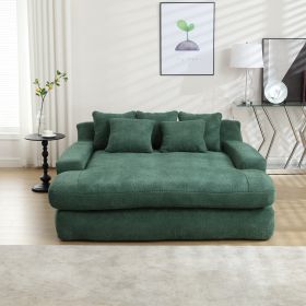 COOLMORE Seersucker 2-seater lazy sofa With 5 back pillows,Comfy Sofa- Deep Seat Couch for Living Room,Club (Emerald)