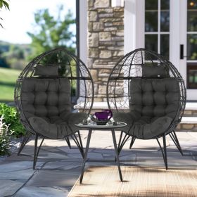 Wicker Egg Chair, Oversized Indoor Outdoor Lounger with Soft Cushions, Teardrop Cuddle Seat for Patio Porch Backyard Living Room Balcony