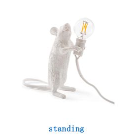 Creative Nordic Resin Mouse Table Lamp Desk LED Night Lights Small Mini Rat Desk Lamps (Color: White, type: US-standing)