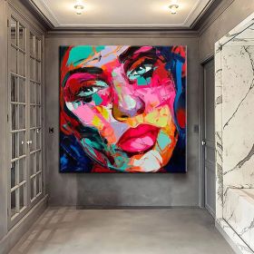 Handmade Face Oil Painting On Canvas Wall Art Decoration Modern Abstract Figure Pictures Home Decor Living Room hallway bedroom luxurious decorative p (size: 80x80cm)