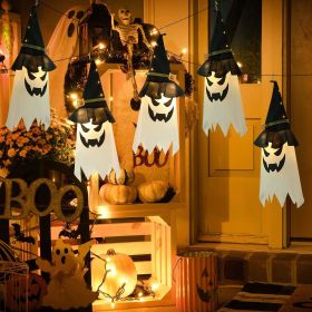 3PCS Halloween Decoration Glowing Wizard Ghost Hat Lamp Decor (Color: COLORFUL)