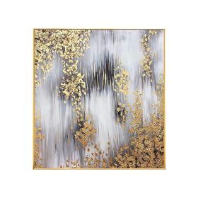 Hand Painted Abstract Oil Painting Smooth Sailing Home Decor Handmade Paintings Modern Gold Leaf Luxury Picture High Quality (size: 60x60cm)