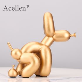 Animals Figurine Resin Cute Squat Poop Balloon Dog Shape Statue Art Sculpture Figurine Craftwork Tabletop Home Decor Accessories (Color: Gold-22cm, size: S)