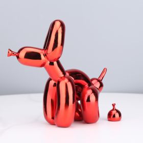 Animals Figurine Resin Cute Squat Poop Balloon Dog Shape Statue Art Sculpture Figurine Craftwork Tabletop Home Decor Accessories (Color: Electroplating red, size: S)