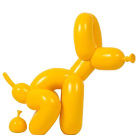 Animals Figurine Resin Cute Squat Poop Balloon Dog Shape Statue Art Sculpture Figurine Craftwork Tabletop Home Decor Accessories (Color: Yellow-22cm, size: S)