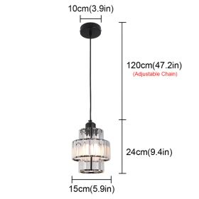 Creative Crystal Led Chandelier Light Indoor Plafon Lustre Pendant Ceiling Lamp In The Kitchen Home Decor Hanging Lamp Luminaire (Emitting Color: Cold White, Body Color: 1 head black A)