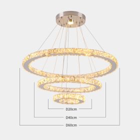 Luxury Crystal Modern Pendant Light DIY Rings Led Dimmable Chandelier Hanging Lustre Ceiling Lamp Home Living Room Decor Fixture (Wattage: Cool White, Body Color: 20x40x60cm rings)